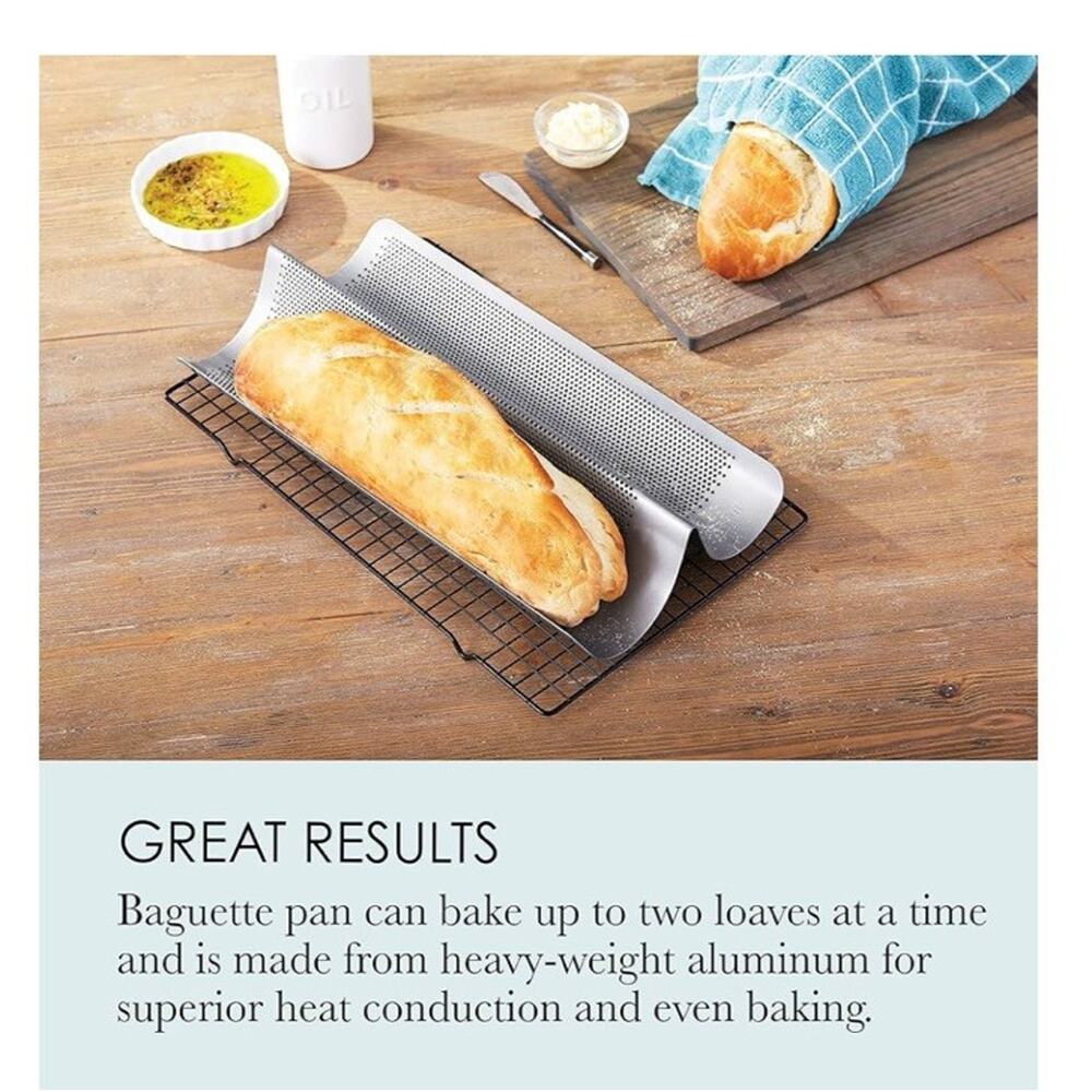 3 NEW Chicago Metallic Commercial II Perforated French Bread Pan 3 PANS=6 LOAVES